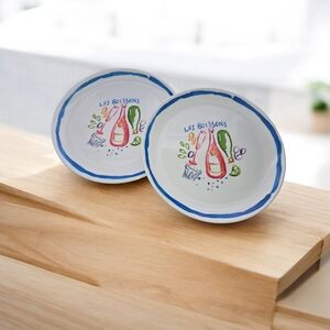 Colorful Salad Plates with Blue Rim